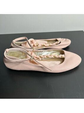 Bold in Ballerina Pink Ballet Flats Ankle Ribbon Wrap Size 5